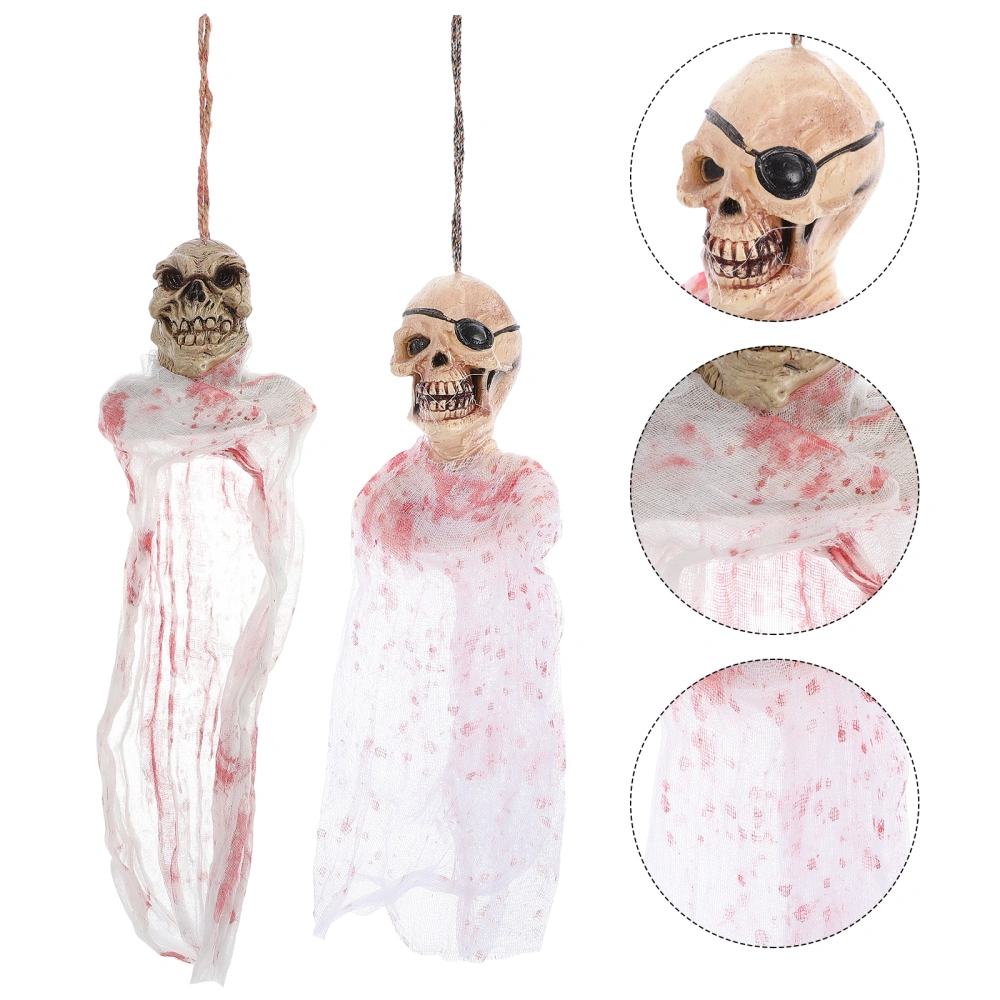 2Pcs Halloween Hanging Ghost Skeleton Hanging Decoration Halloween Horror Props