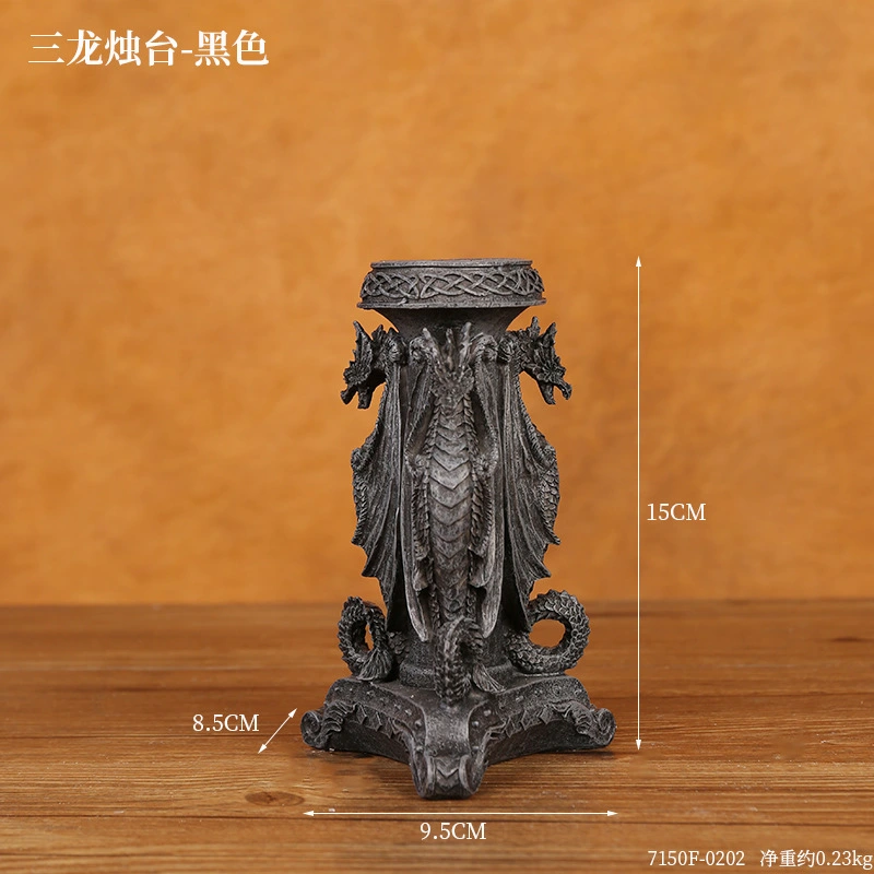 Gothic Candle Holder Three Dragon Candle Holder Tabletop Candle Holder Vintage Candle Holder