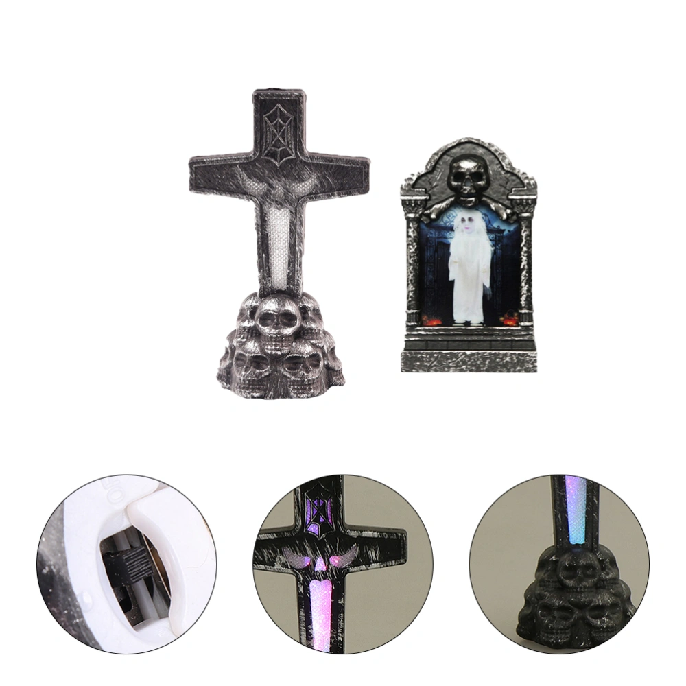 Halloween Tombstone Shape Decor Supplies LED Tombstones Light Lamp Decorations