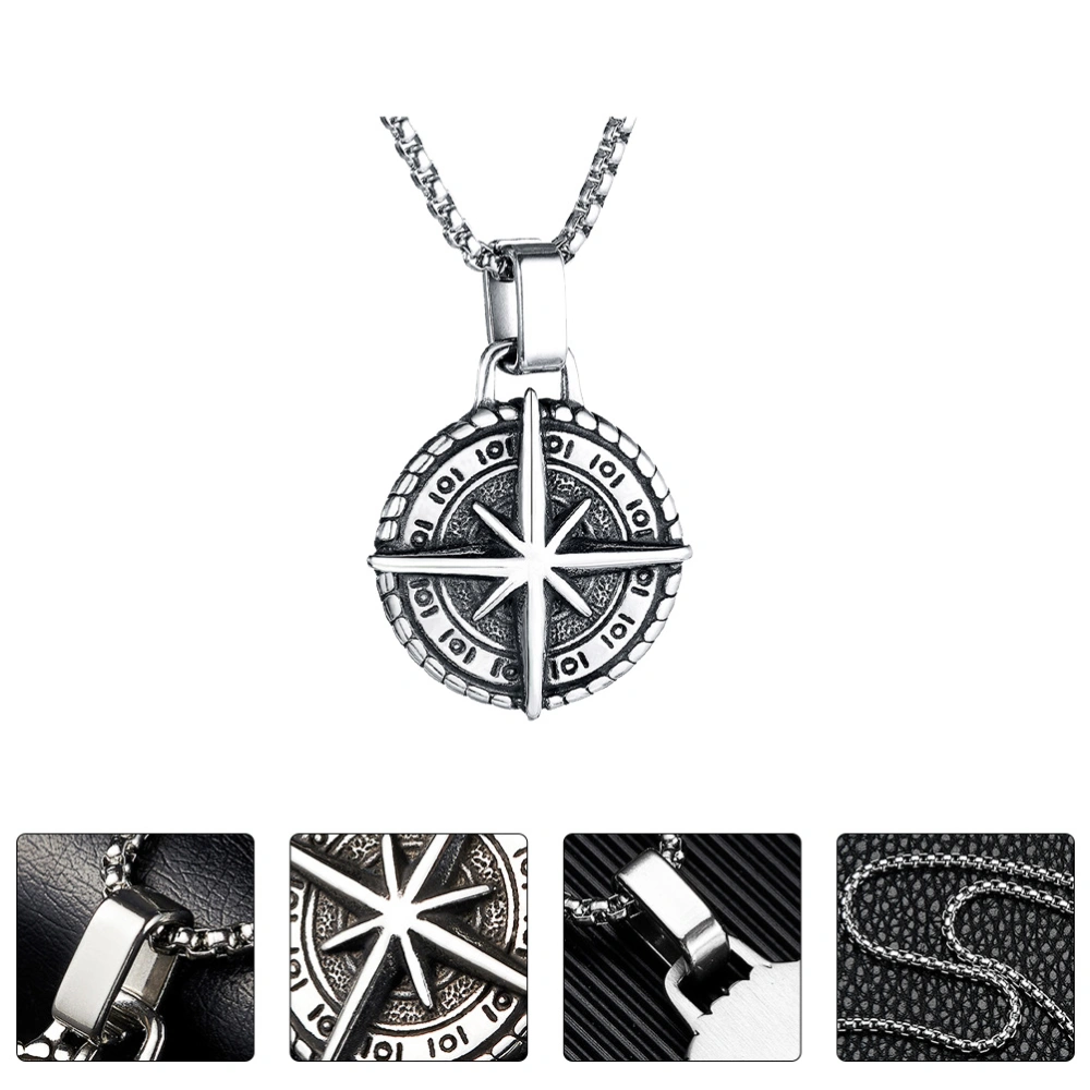 1Pc Compass Pendant Necklace Decorative Necklace Retro Punk Pendant for Male