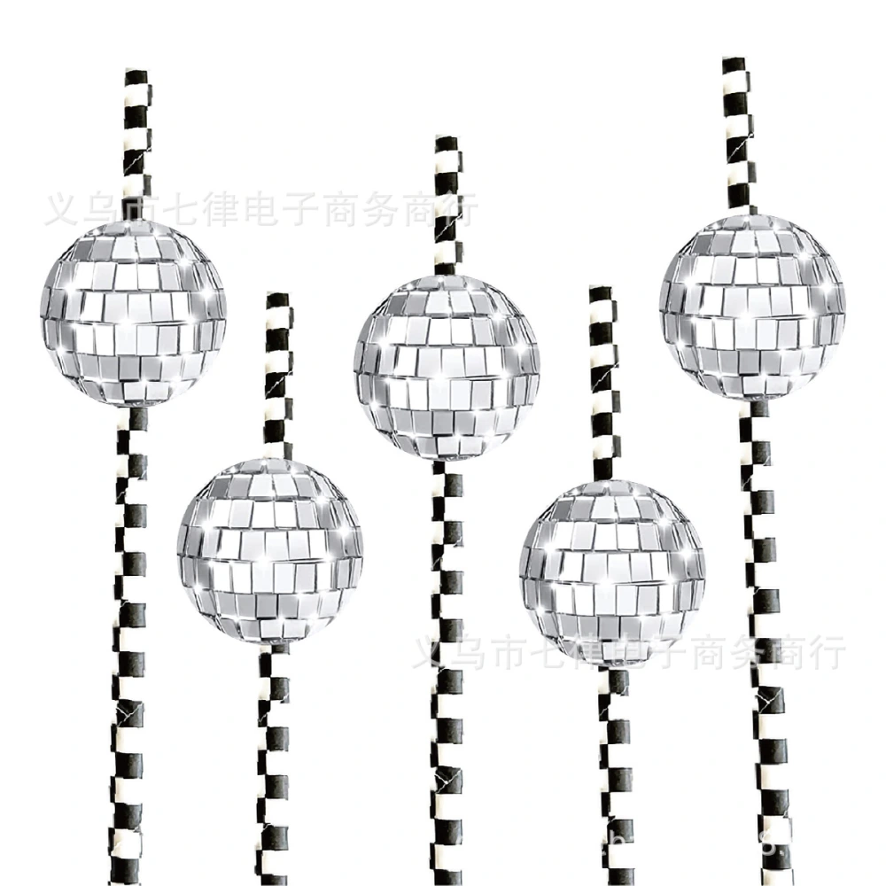 12pcs Paper Straws Decorative Straws Disco Ball Straws Party Disco Straw Decoration