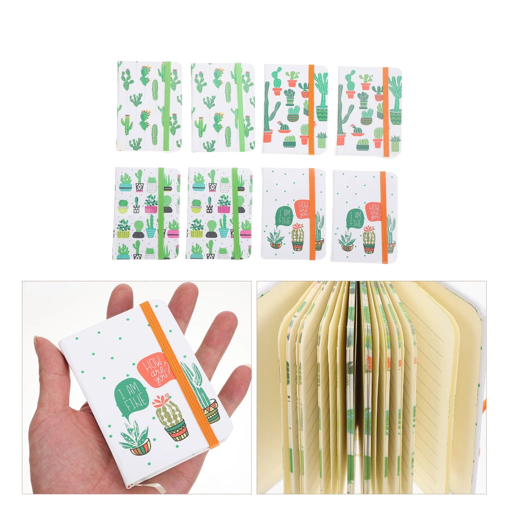 8Pcs Cactus Printing Small Notebooks Smooth Writing Notepads Portable Students Notebooks