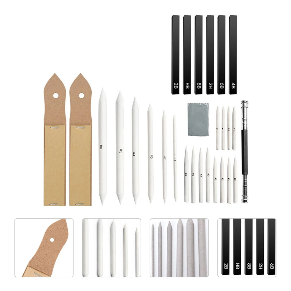 1 Set/28pcs Sketching Painting Blending Stumps Useful Shading Tools for Drawing