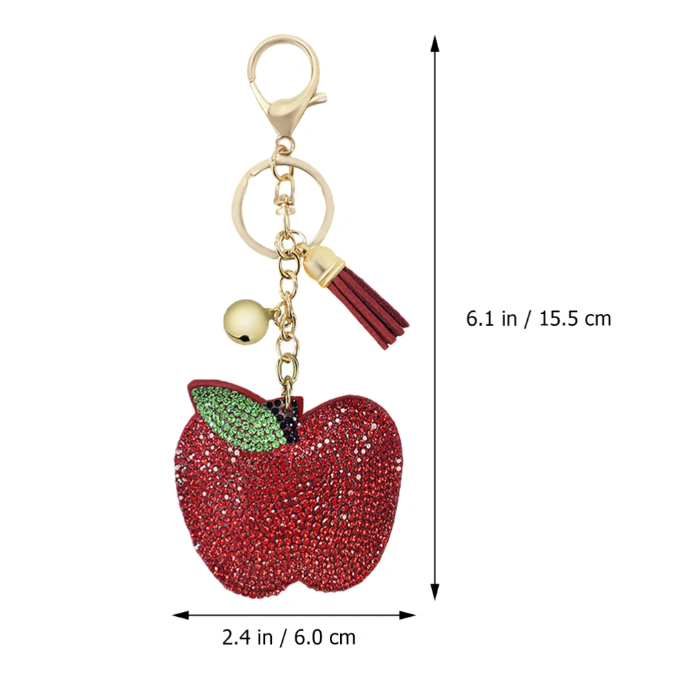 3pcs Stylish Rhinestone Key Chains Craft Fruit Shape Car Key Rings Bag Ornaments