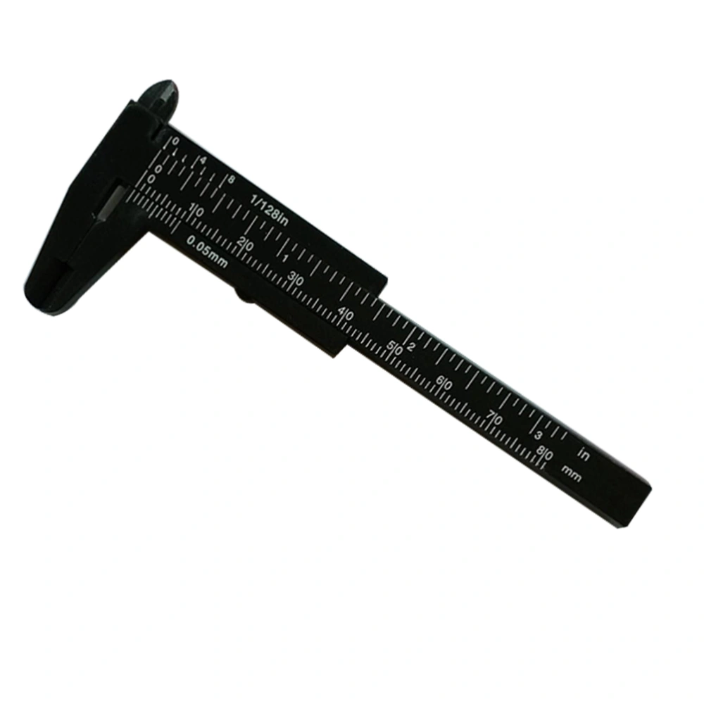 80mm Mini Plastic Sliding Vernier Caliper Button Jewelry Size Gauge Measure Tool (Black)