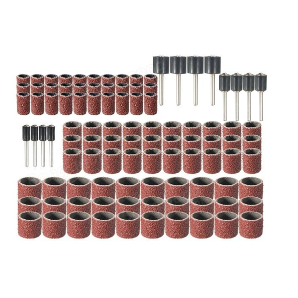 102PCS 80Grit Drum Sanding Kit with Band Mandrel 6.35/9.5/12.7mm for Rotary Tool Nail Drill Bits Abrasive Tools Accessories