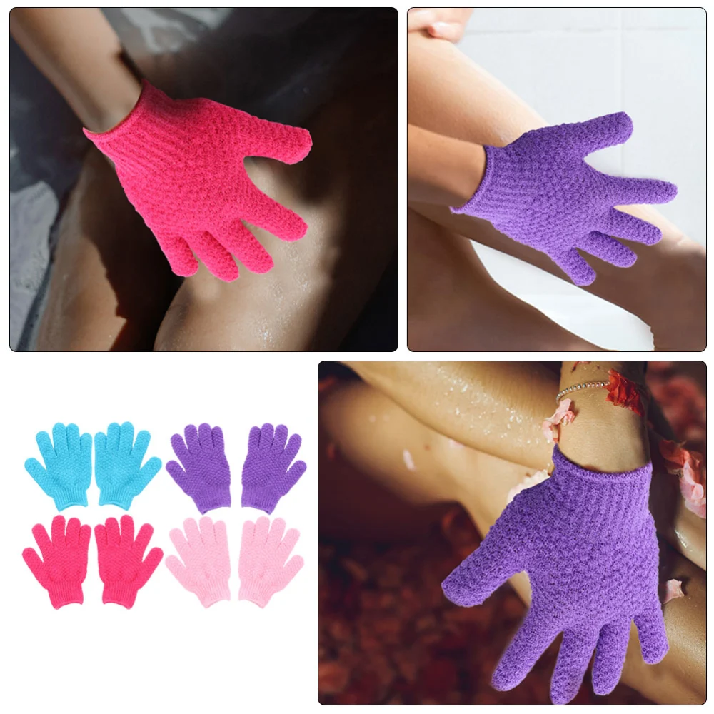 8Pcs Body Bath Exfoliating Gloves Shower Deep Cleaning Acne Dead Skin Removal