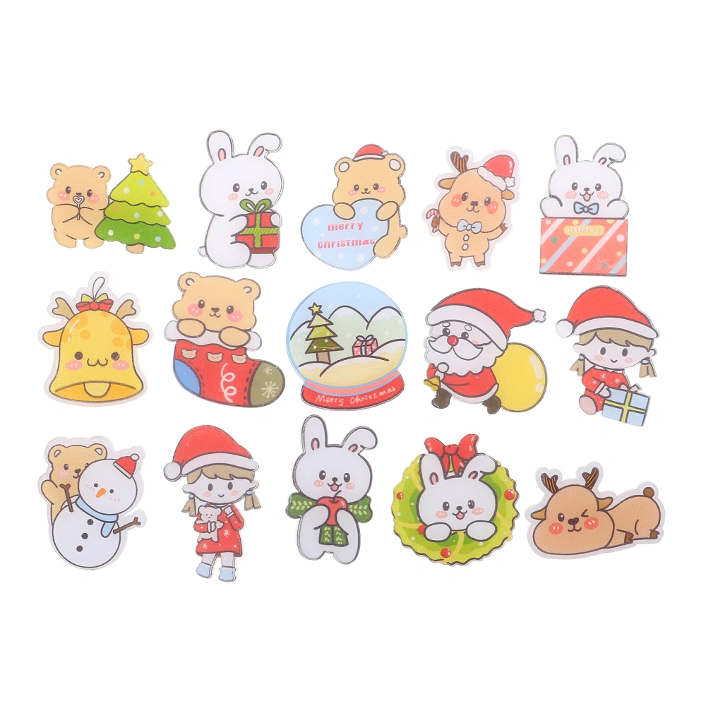 30Pcs Cartoon Brooches Christmas Brooches Christmas Themed Badges (Random Style)