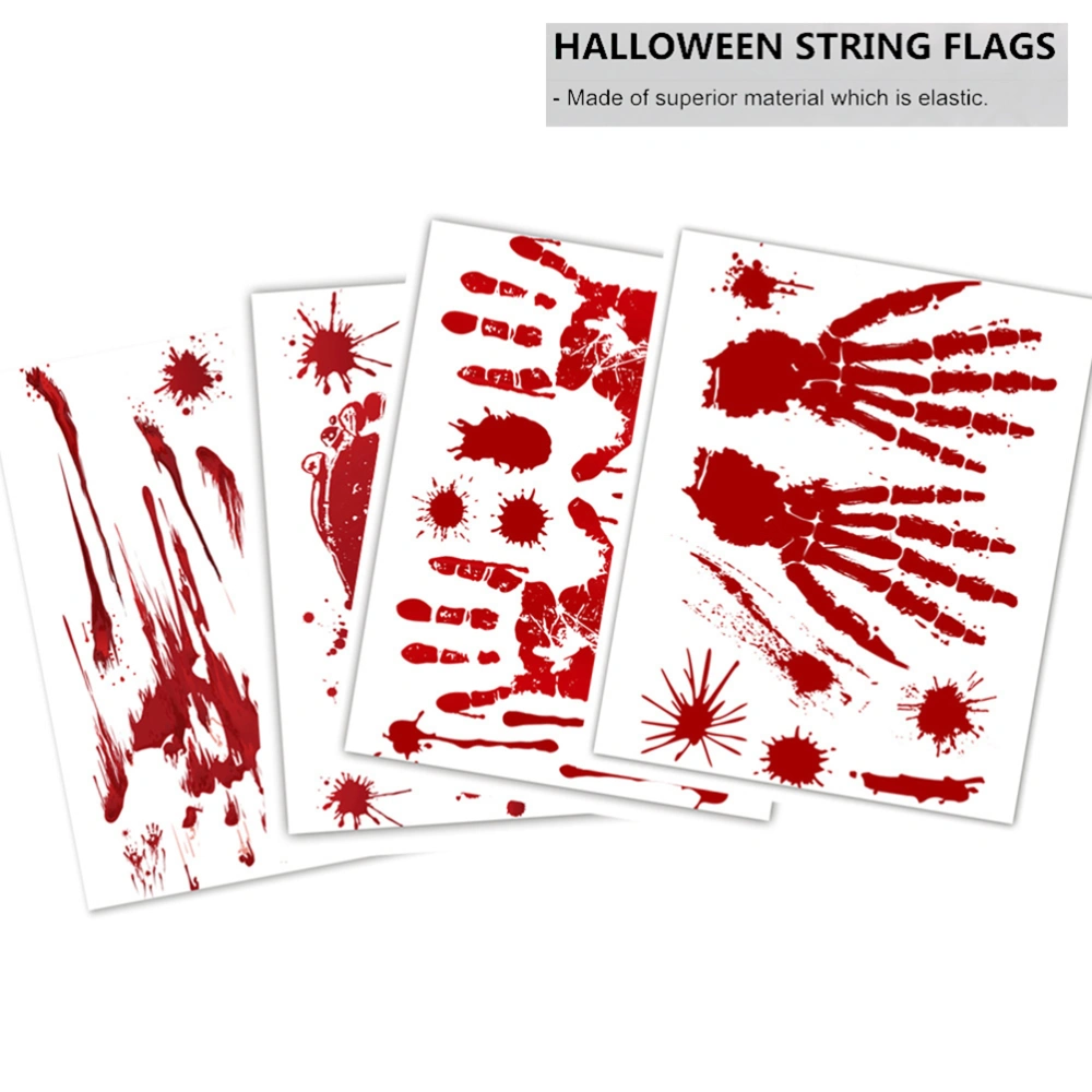 Halloween String Flags Window Stickers PVC Tablecloth Set Halloween Party Decor