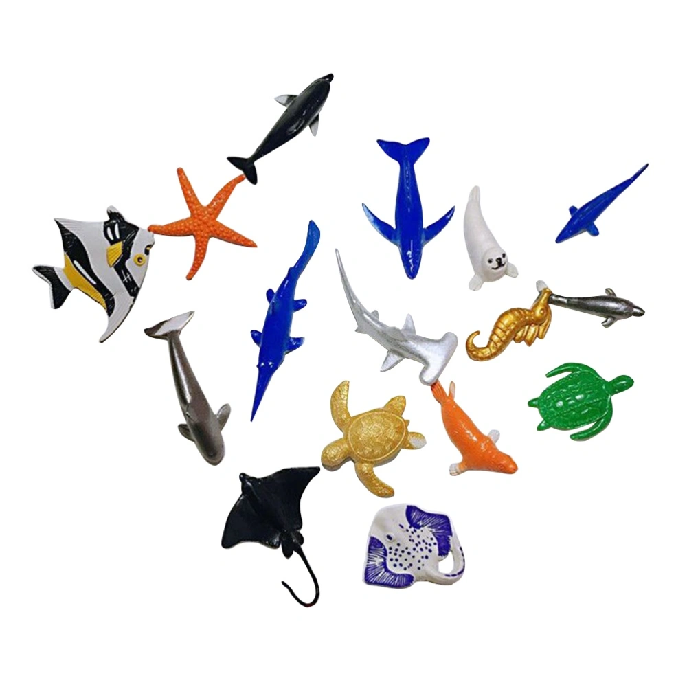 16pcs Children's Educational Toy Simulation Marine Animal Models Sea Ocean Animals Toys Set Display Models Kit