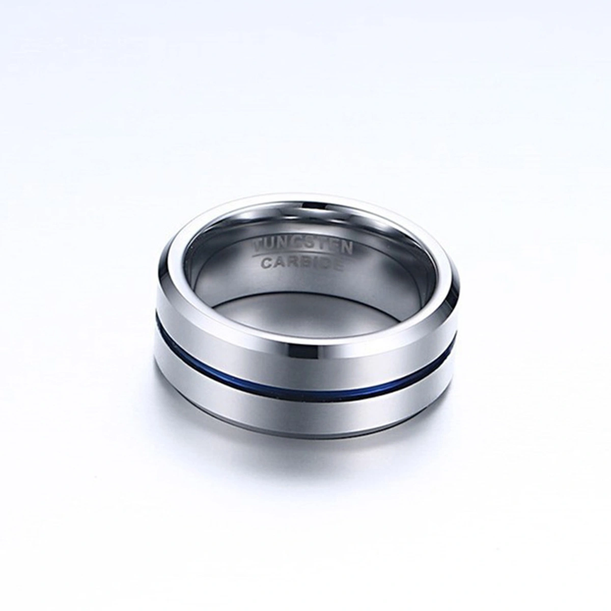 Stainless Steel Blue Line Wedding Band Tungsten Carbide Rings 8MM for Men Jewelry (11)