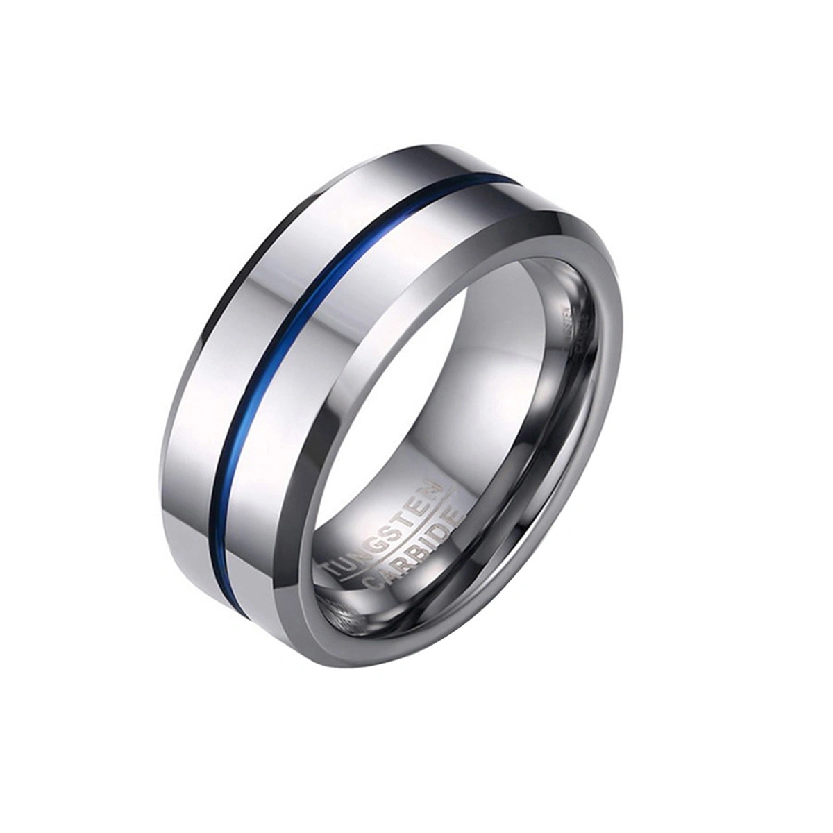 Stainless Steel Blue Line Wedding Band Tungsten Carbide Rings 8MM for Men Jewelry (11)
