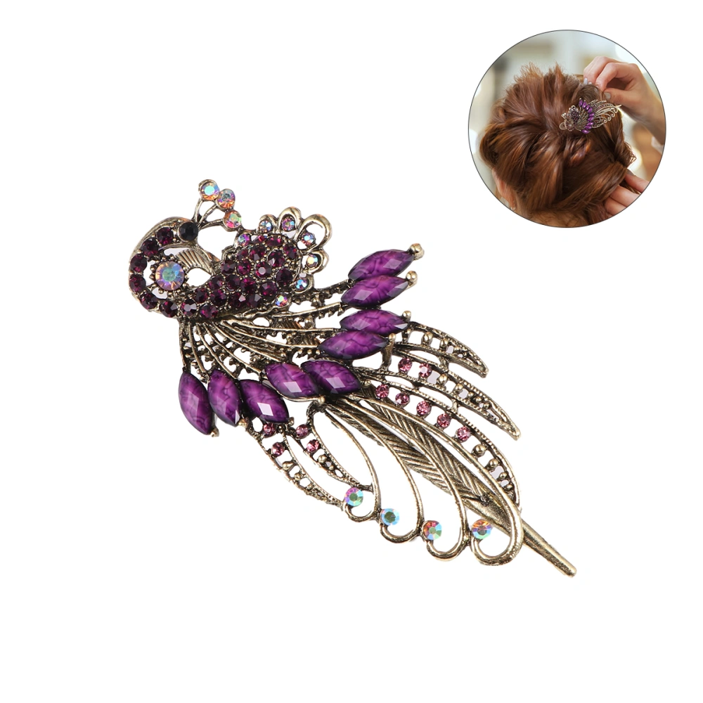 Delicate Design Rhinestone Hair Barrettes Hair Clip Fashion Hair Holders Hair Accessory for Women Girl Lady (Purple)