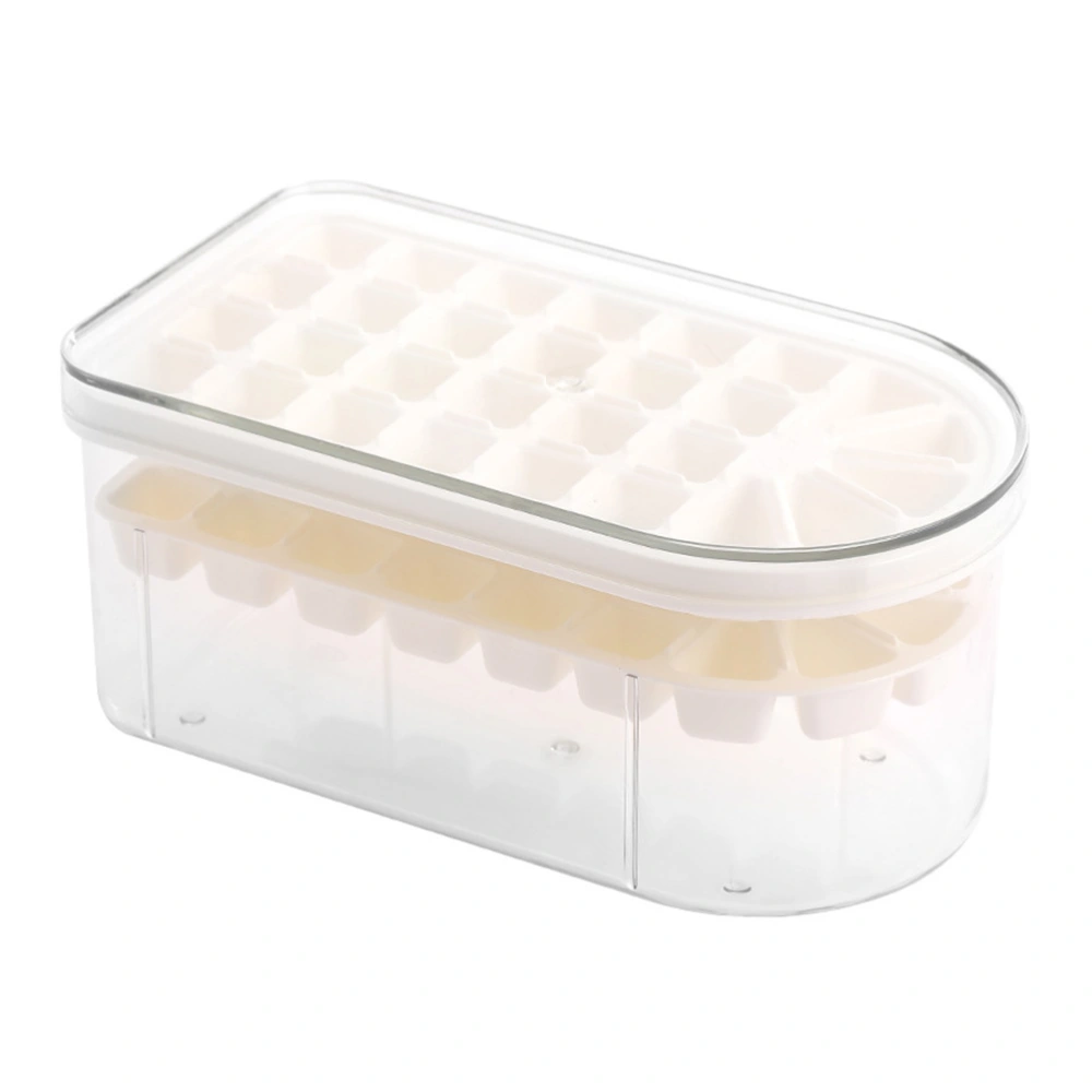 1Pc Ice Making Mold Household Ice Box Ice Cube Tray with Removable Cover (White)