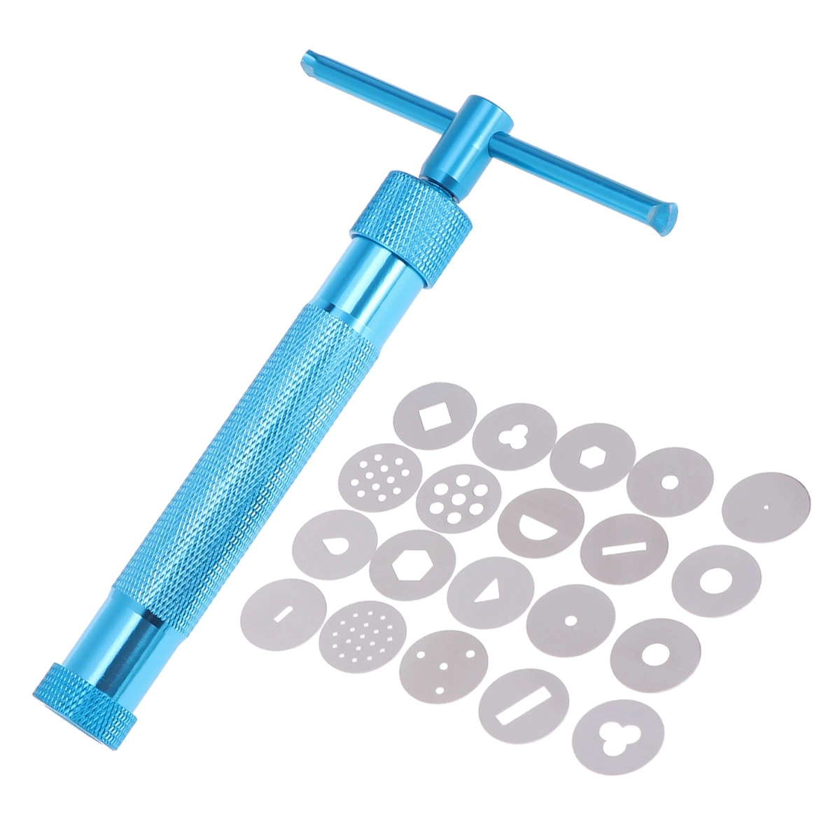 Alloy Rotary Mold Tools Set Kit Squeeze Polymer Clay DIY Geometry Noodles Educational Toy for Kids(Sky Blue)