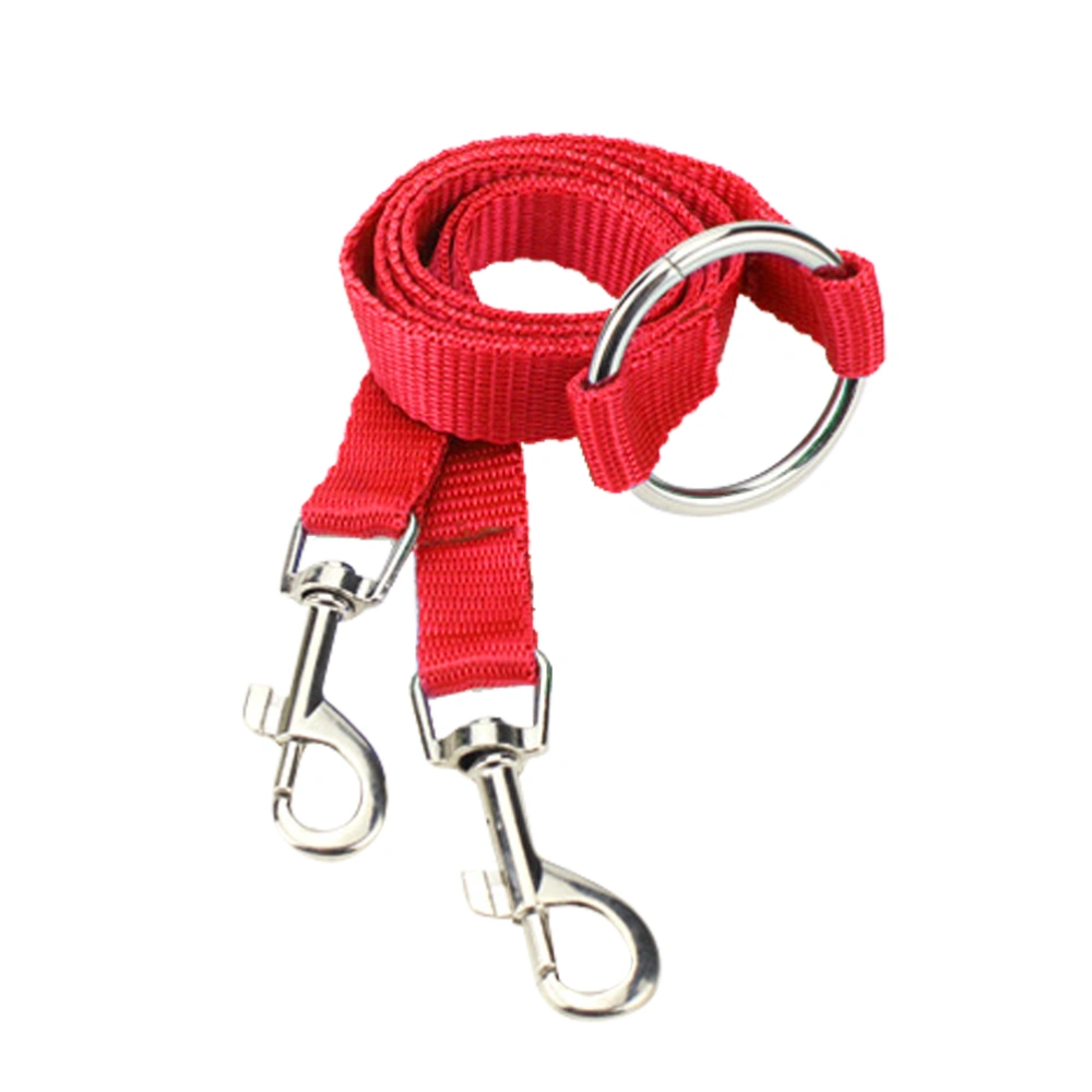 Double Leashes for Dogs Walk and Control 2 Dogs Nylon Belt Pet Dog Traction Rope for Small Pets (Red)