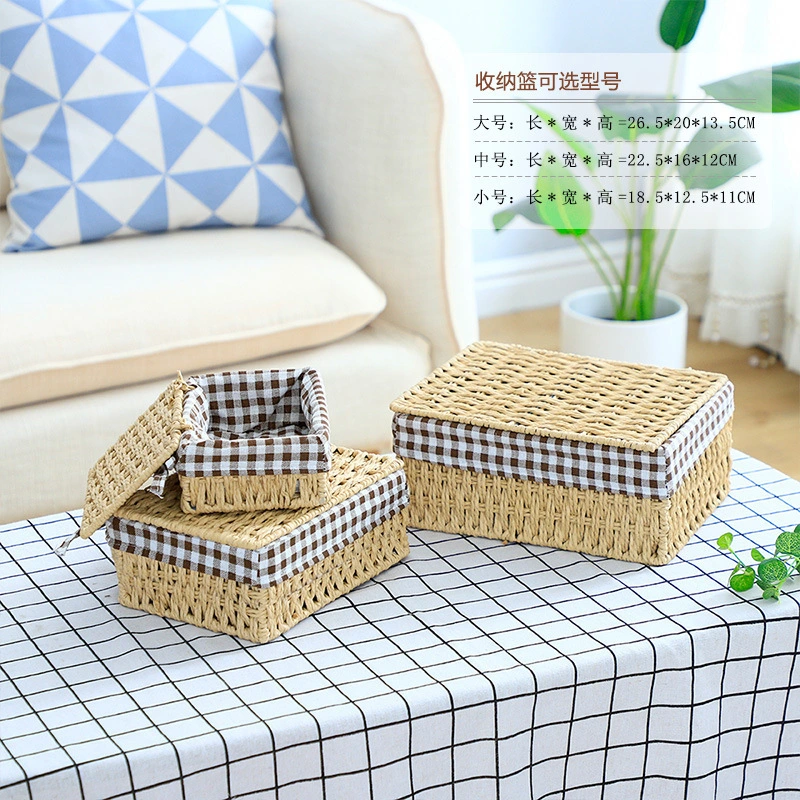 Paper Rope Basket Woven Storage Basket Desktop Storage Holder Home Storage Organizer