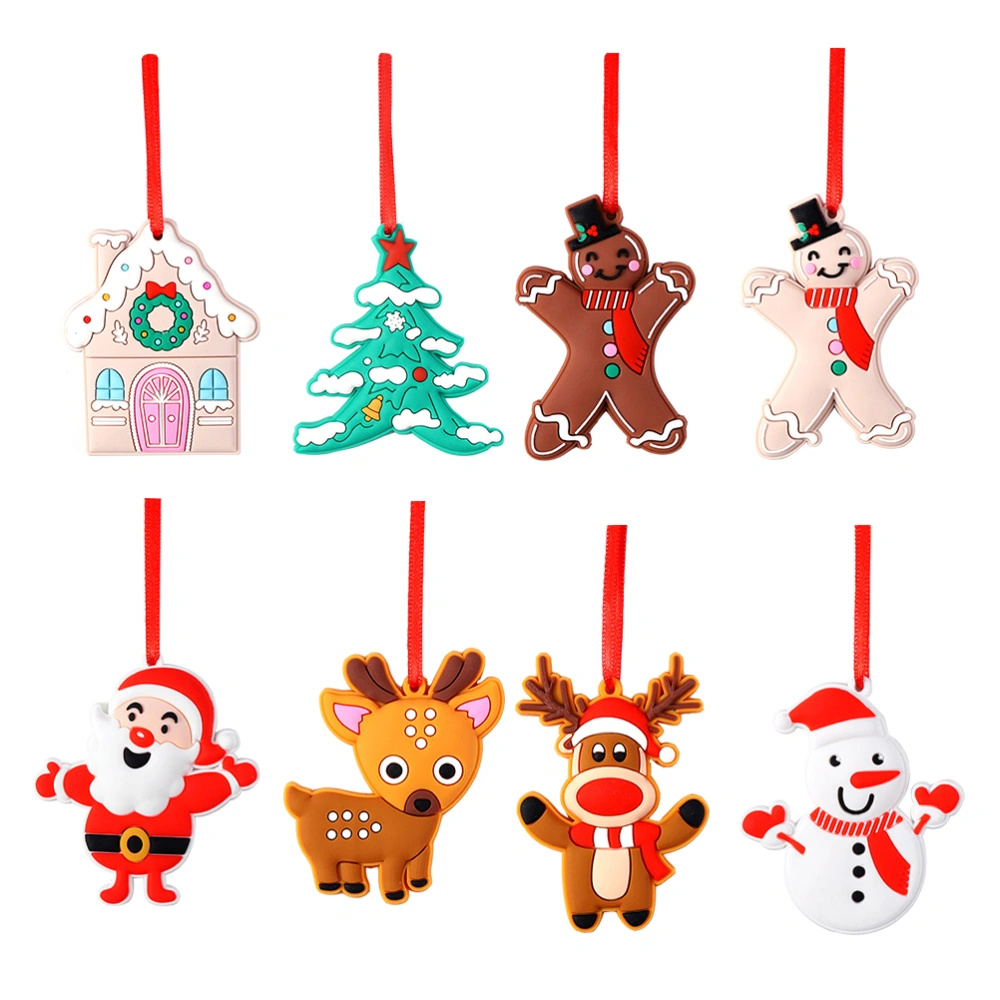 8PCS Xmas Party Santa Elk Snowman Pendant Christmas Tree Hanging Decoration