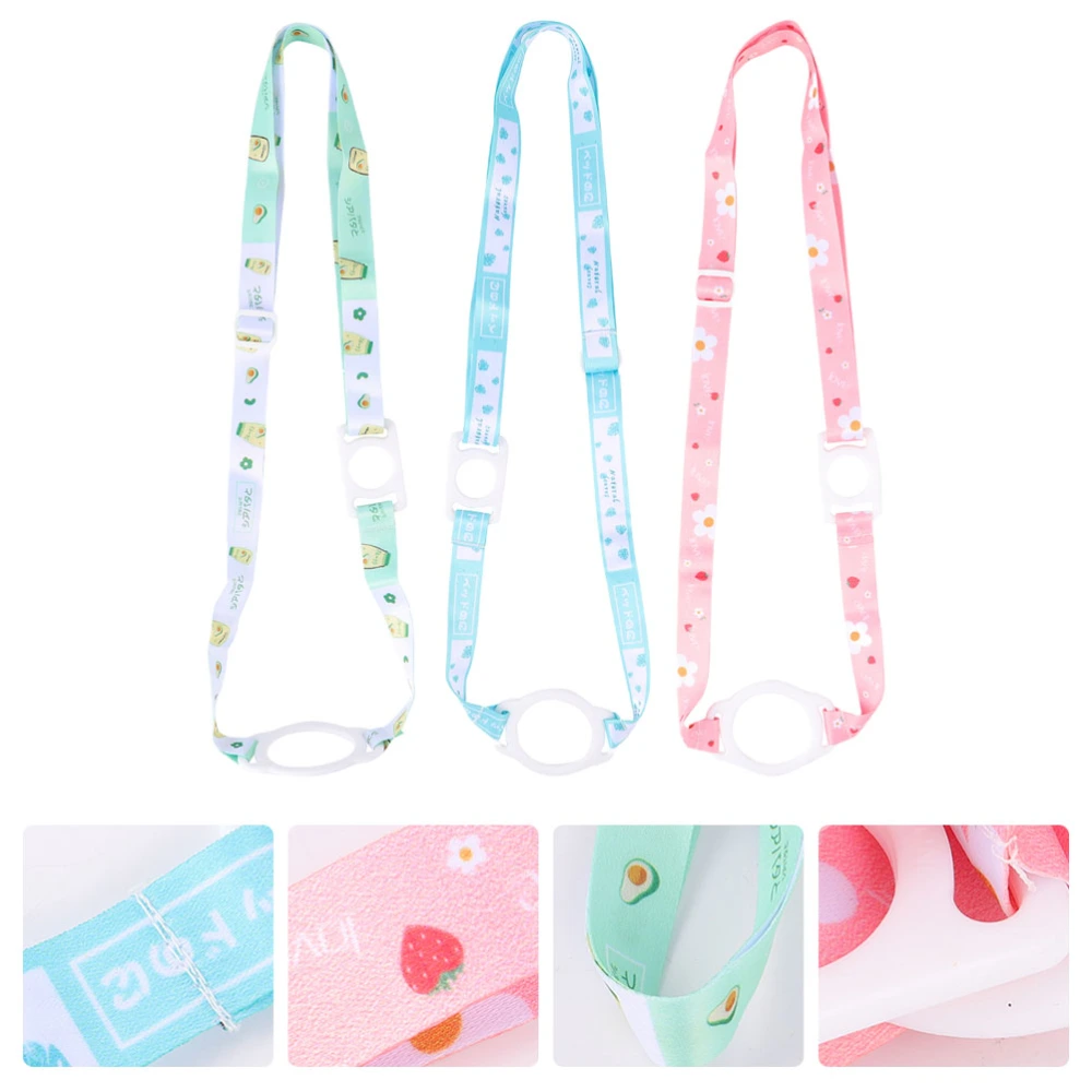 3Pcs Cartoon Drink Bottle Straps Beverage Bottle Ropes Travel Portable Lanyard