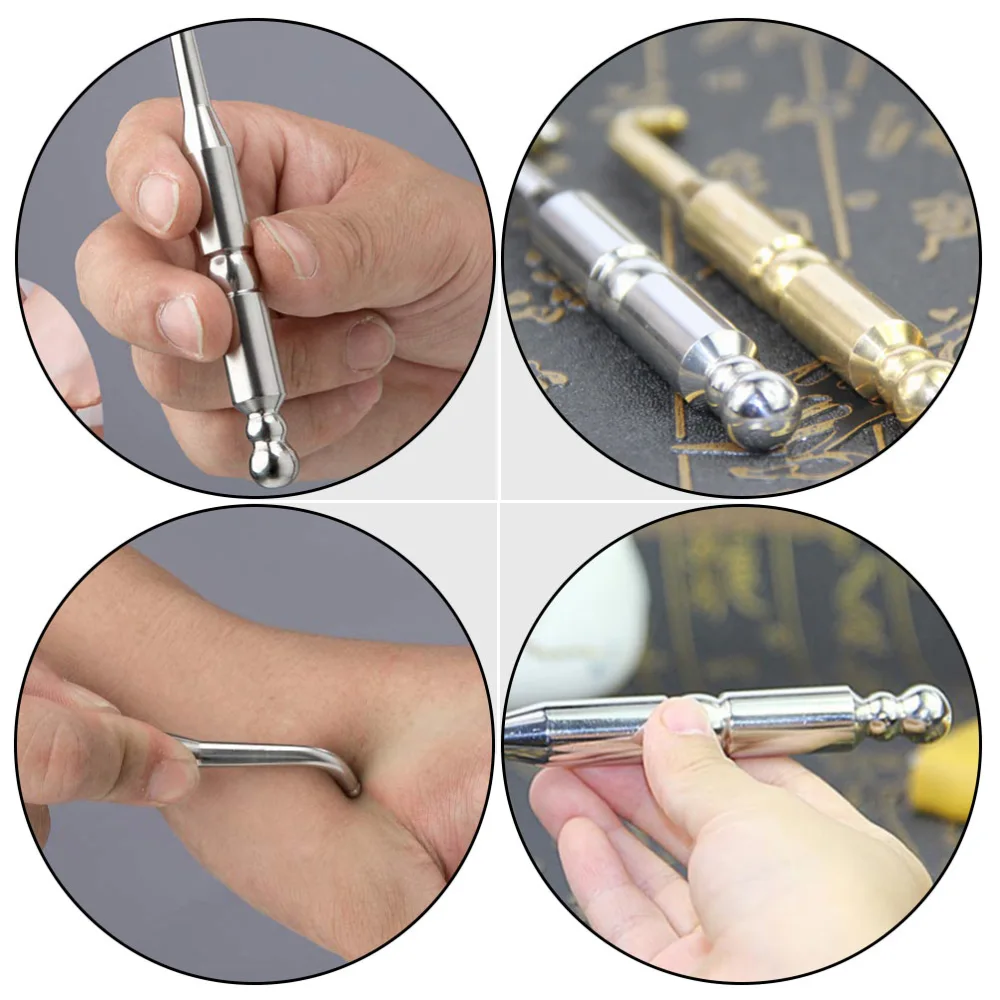 1pc Pure Copper Bent Point Probing Pens Metallic Auricular Probe with Round Head (Silver)