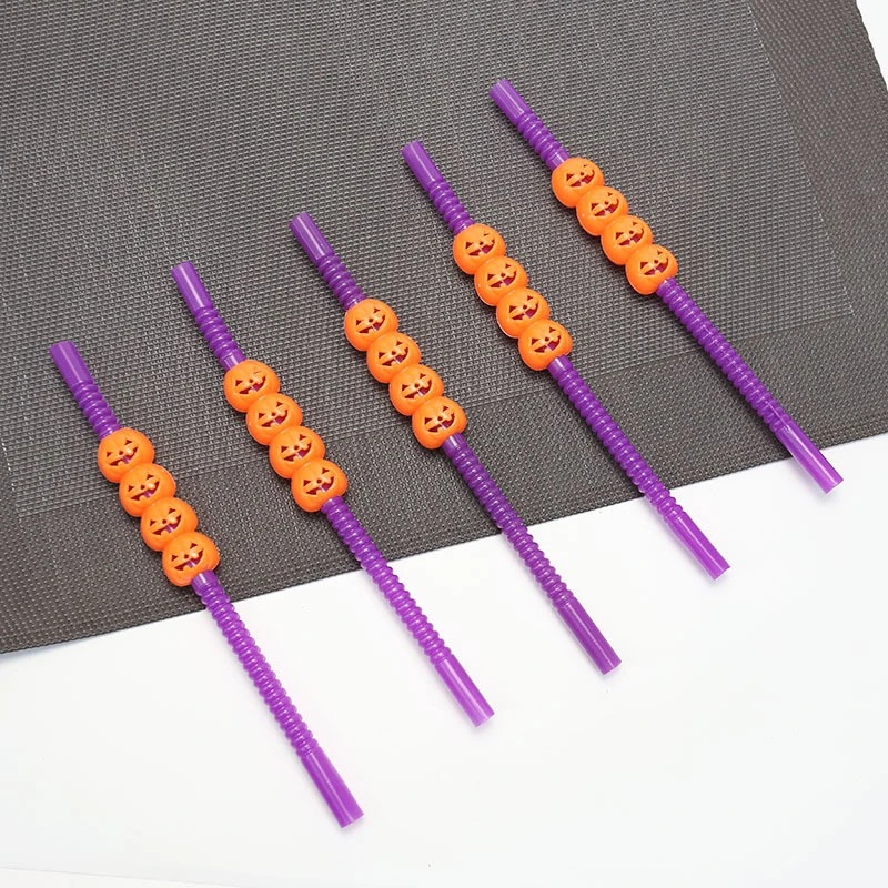 5pcs Halloween Pumpkin Straws Halloween Party Straw Halloween Drinking Straws Halloween Favors