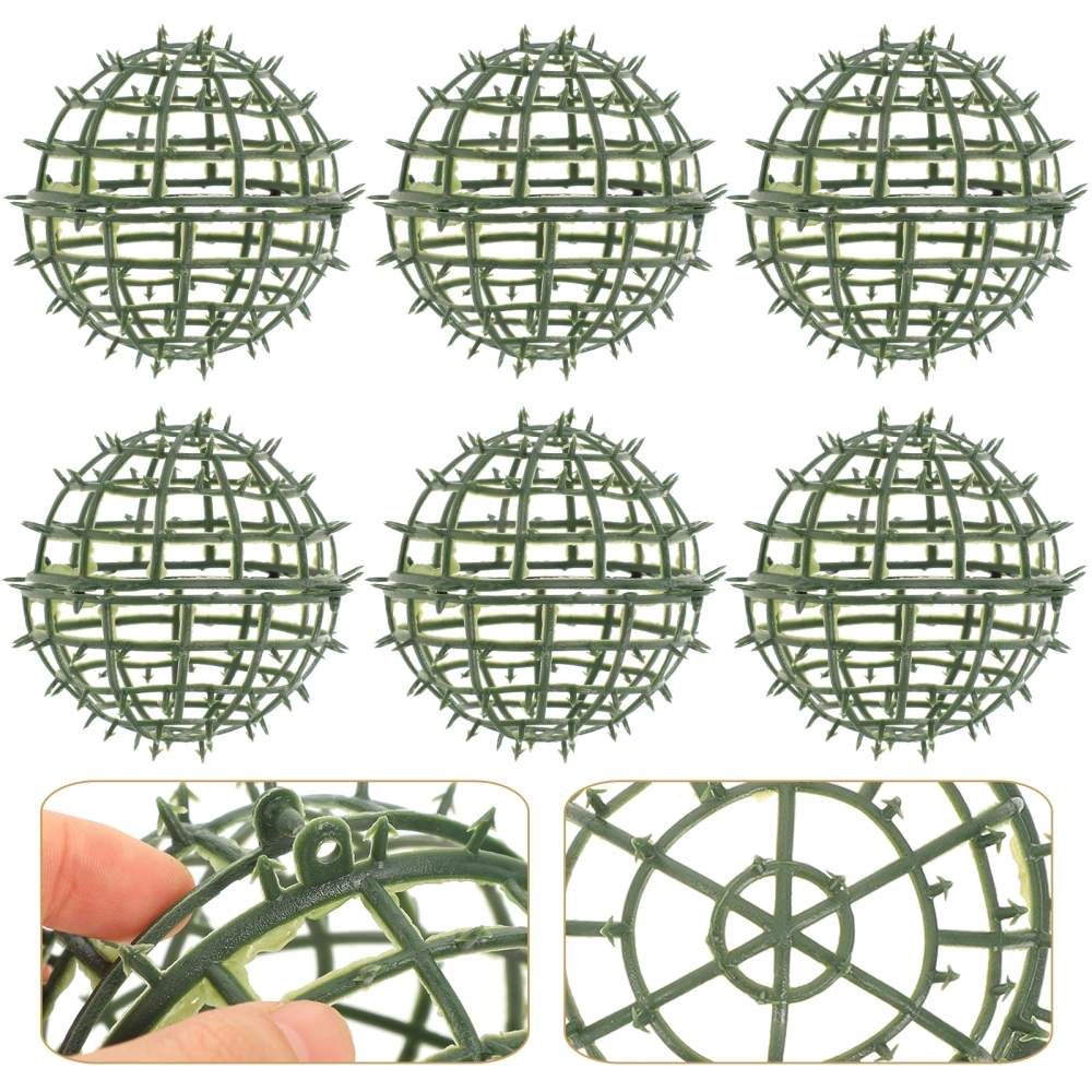 6pcs Artificial Plant Topiary Ball Support Plastic Plant Rack Faux Green Ball Frame Rack