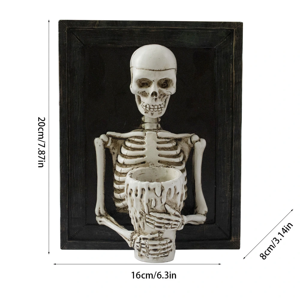 Halloween Themed Candle Holder 3D Skeleton Decoration Creative Skeleton In Photo Frame Candle Stand