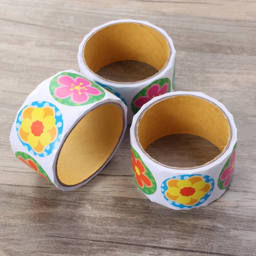 2 Roll/200 Pcs Colorful Fun Flower Stickers Paper Bag Seal Supplies for Kids Party Favors Creative Reward Gift