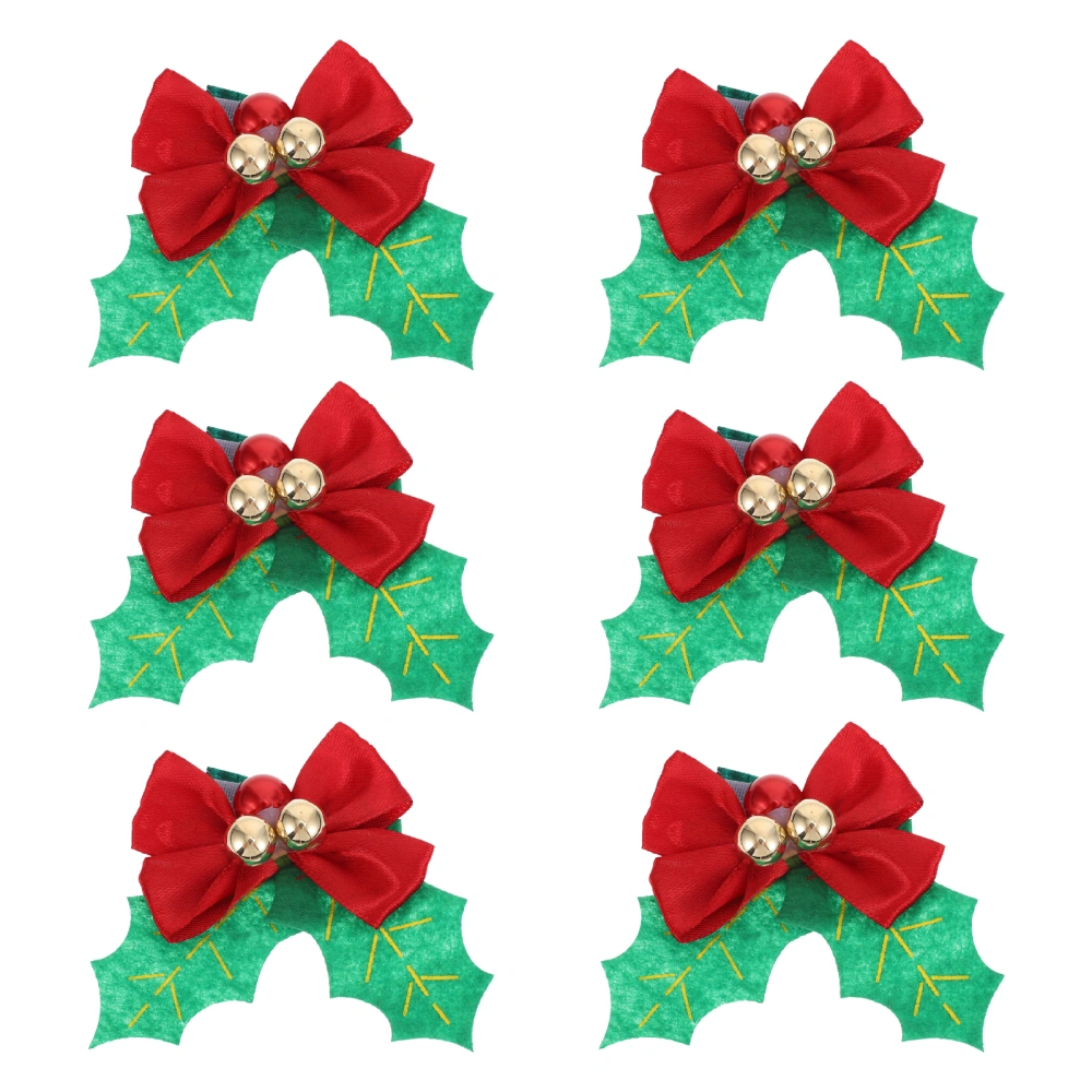 6Pcs Xmas Design Chic Napkin Buckles Christmas Napkin Rings Table Supplies Green