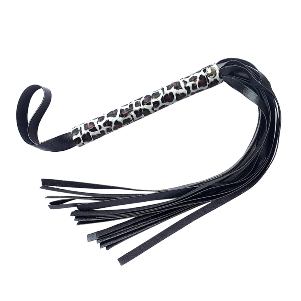 Sex Leather Whip Flirt Erotic Flogger Leopard Hand Whip with Tassels Role Play BDSM Kit Under Bed Sex Toys for Male Female Couples(Silver)