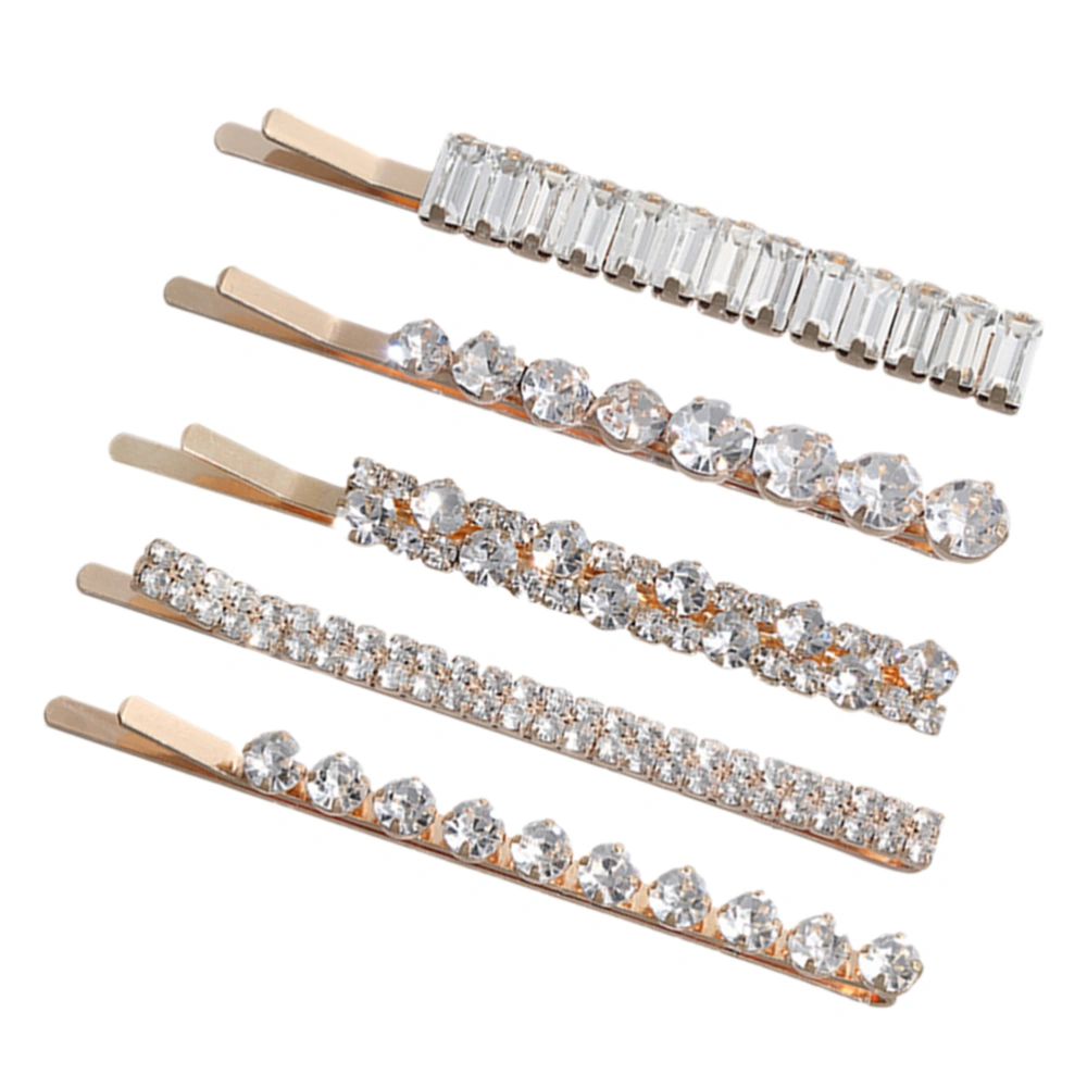 5Pcs Crystals Hair Clips Hairpin Rhinestones Barrette for Wedding Valentine Xmas