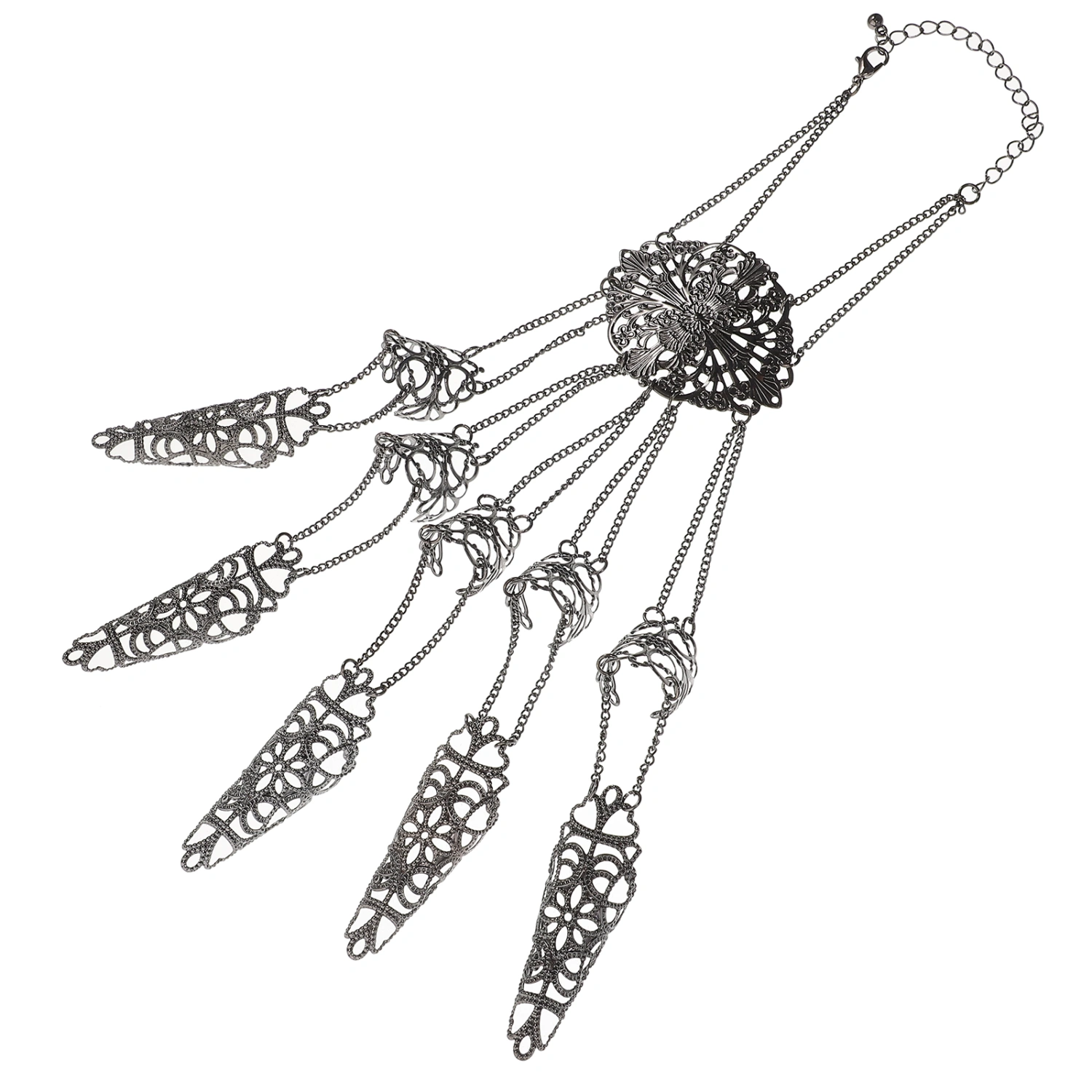 Gothic Hand Chain Goth Hand Jewelry Punk Chain Bracelet with Fingernail Claws