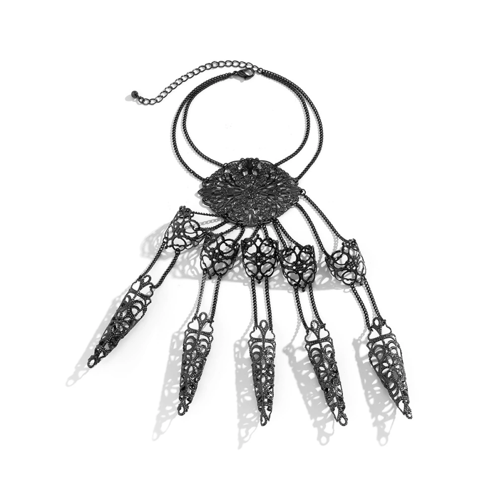 Gothic Hand Chain Goth Hand Jewelry Punk Chain Bracelet with Fingernail Claws