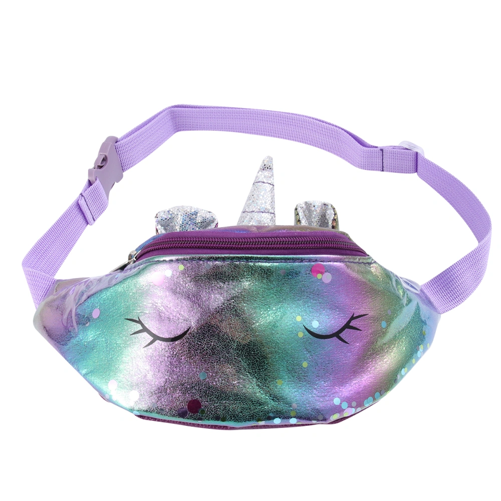 Lovely Unicorn Crossbody Bag Exquisite Casual Bag Fashion Fanny Pack Waist Bag for Girls Kids (Purple)