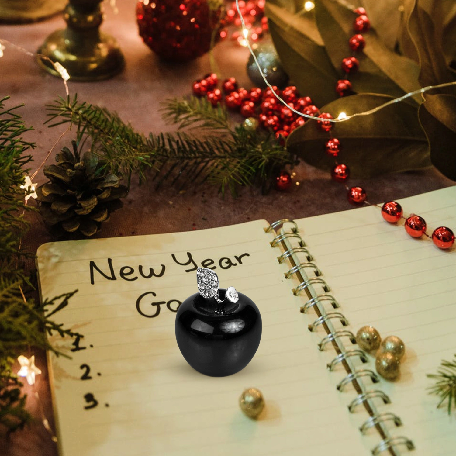 Crystal Apples Adornment Natural Crystal and Alloy Crafts Apples Model Decoration