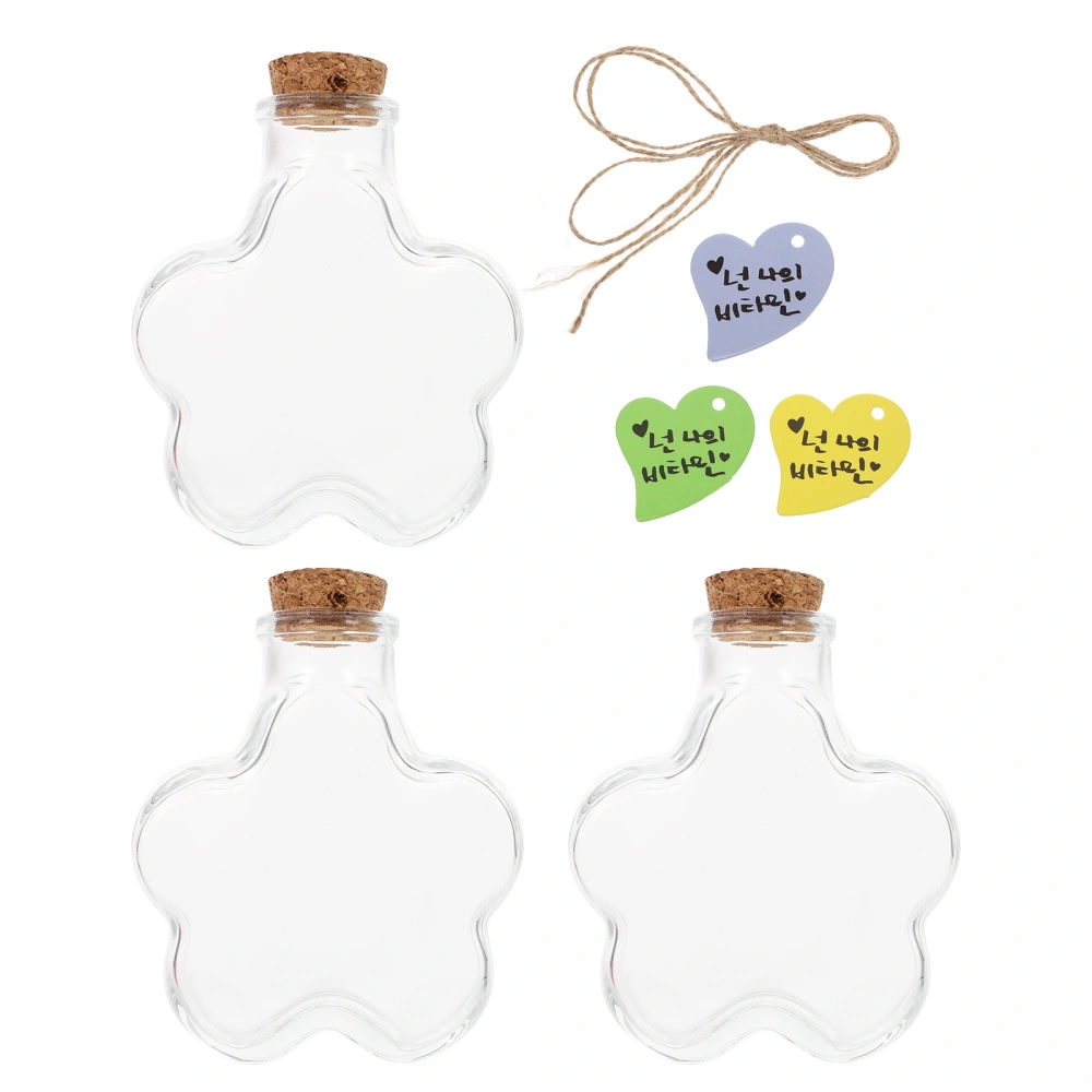 3pcs Cork Glass Bottles Wishing Bottles Transparent Wishing Bottle Drift Bottles