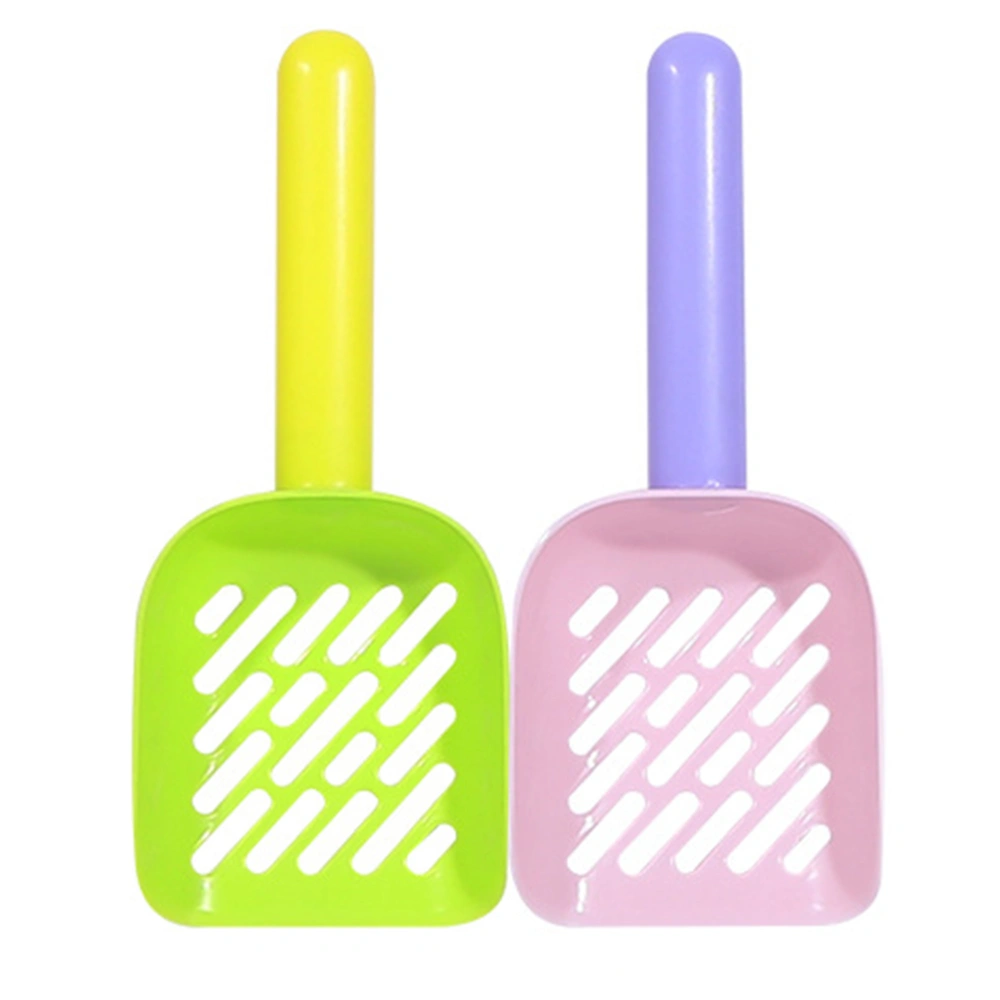 2PCS Cat Litter Shovel Thickened Plastic Cat Litter Basin Shovel (Random Color)