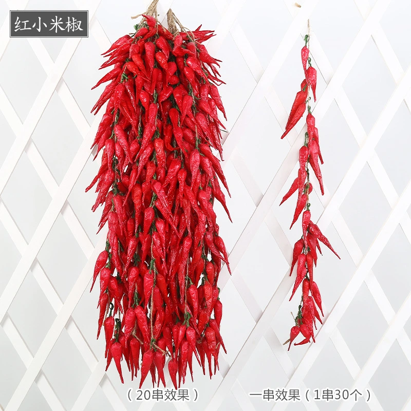 1 String of Lifelike Fake Chili String Simulation Pepper Pendant Artificial Pepper Hanging Wall Decor