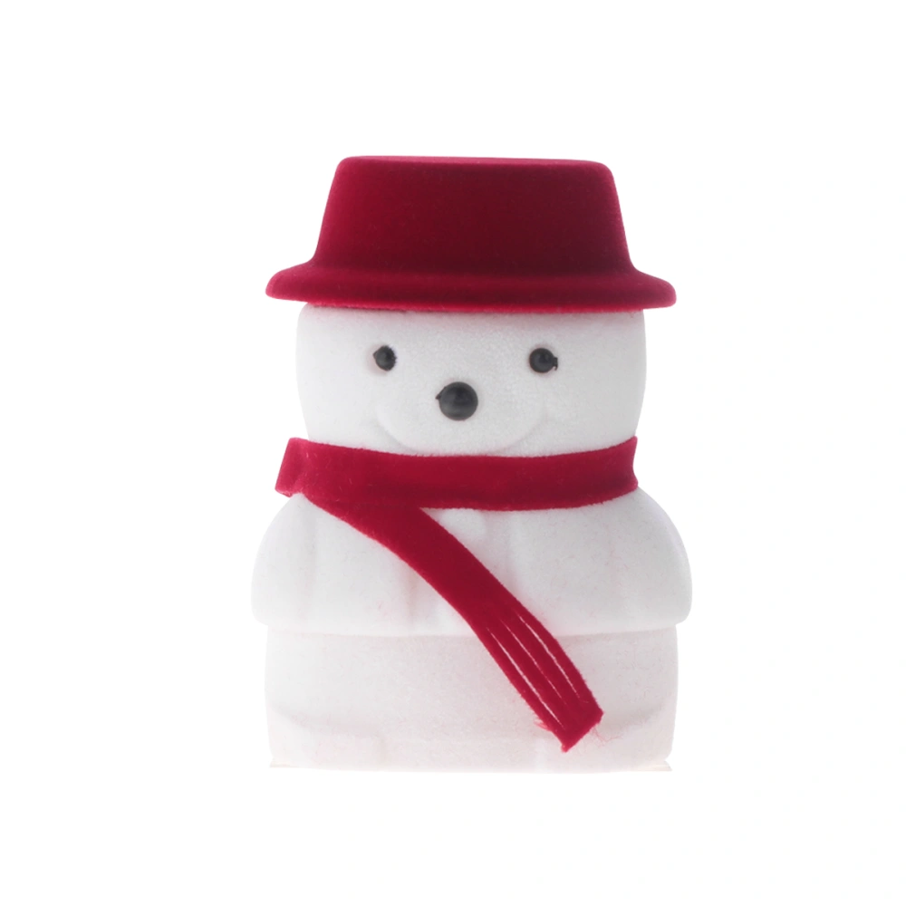 White and Red Snowman Jewelry Case Creative Necklace Earring Container Christmas Packing Box Flannel Jewelry Ring Holder