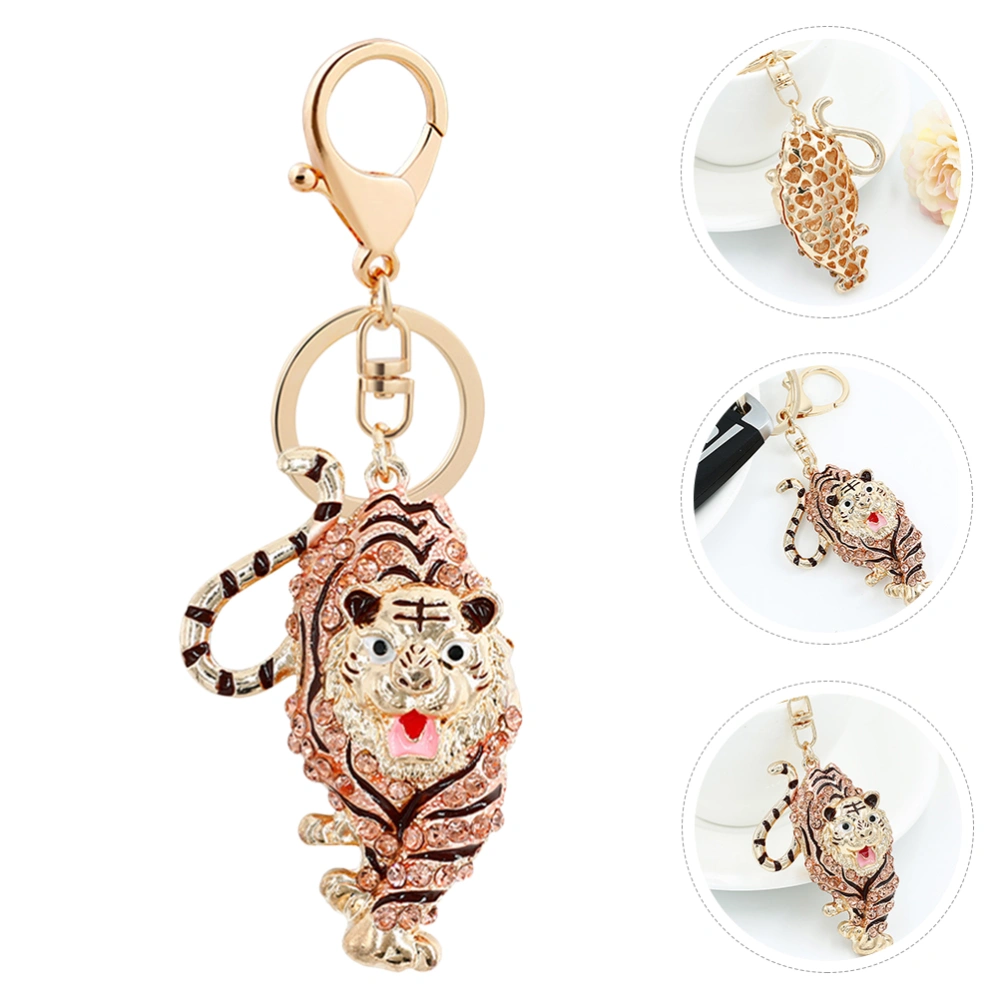 1pc Zodiac Tiger Shaped Key Pendant Key Chain Rhinestone Tiger Key Chain