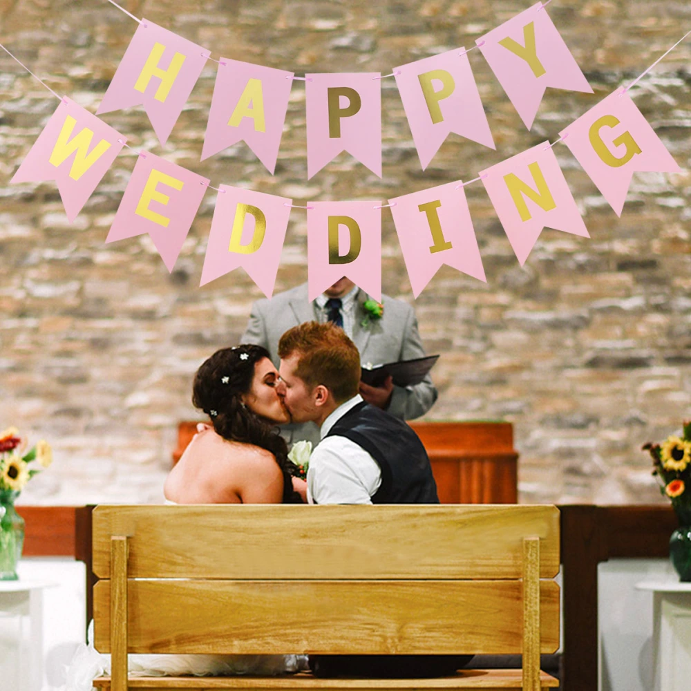 Wedding Photograph Props Letter Pull Flag Wedding Decoration Banner Party Supplies Hanging Decor