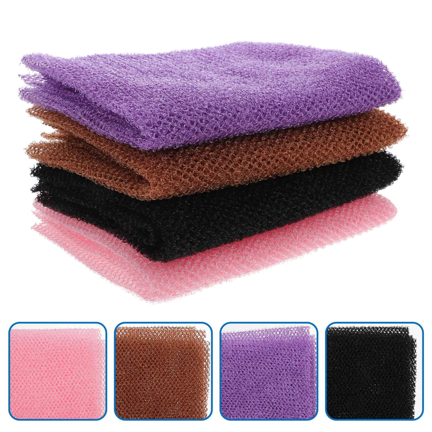 4pcs Rich Foaming Bath Towels Practical Long Bath Towels Shower Brushes