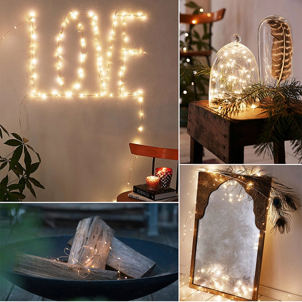 10m 100 LEDs Copper Wire Solar String Lights for Christmas Wedding Outdoor Decoration (Warm White Light)