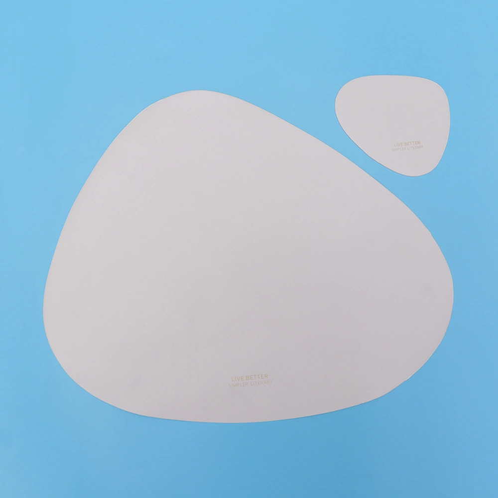 Leather Water-proof Heat Insulation Pad Placemat Table Mat for Home Restaurant (White Irregular Shape)