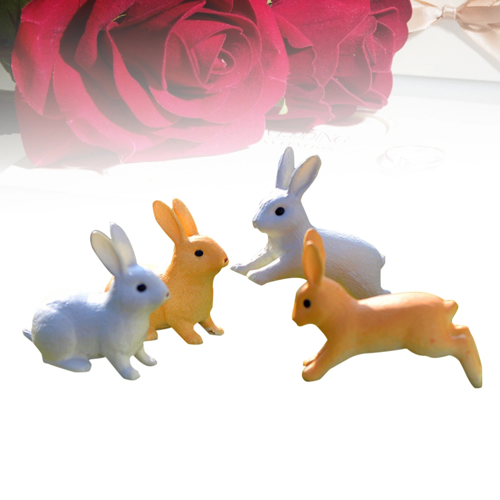 4pcs Creative Rabbit Model Decor Rabbit Toy Decor for Car Home Store