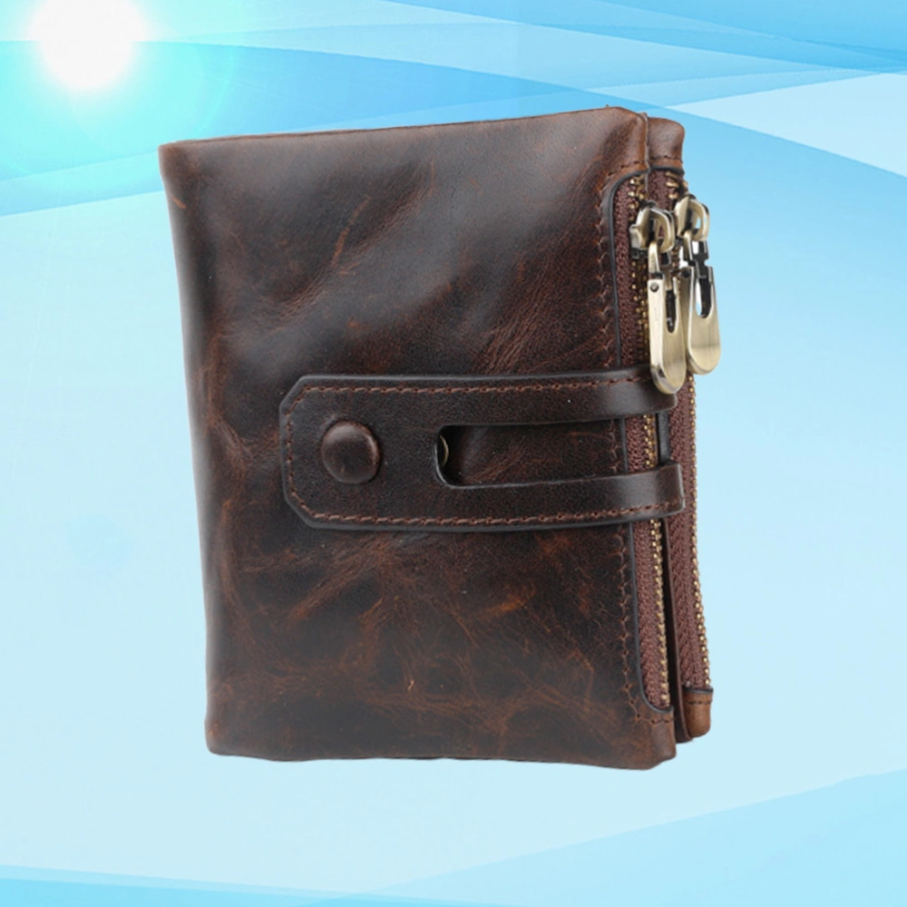 Dueable RFID Blocking Billfold Multifunctional Male Wallet Cattlehide Coins Purse Holder for Men (Coffee)