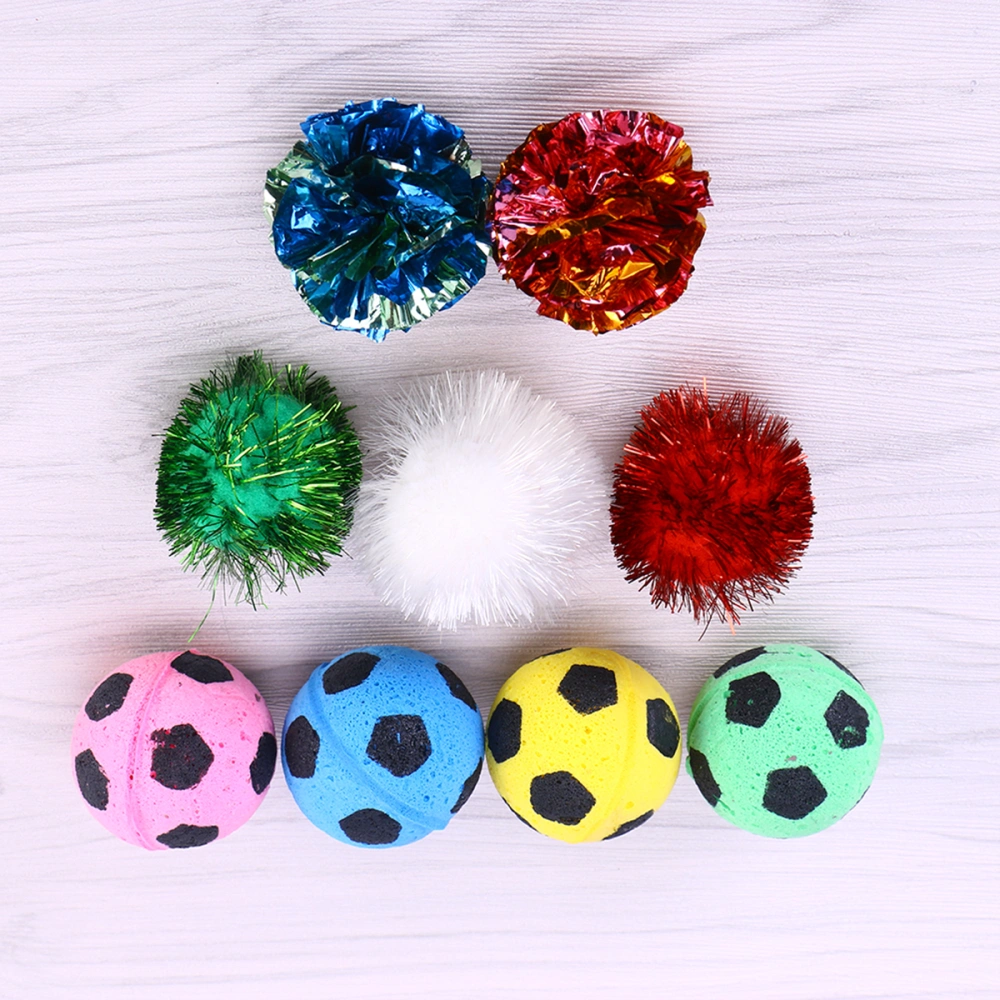 24pcs Squeaky Teaser Balls Crinkle Balls Cat Toys Soccer Design Best Interactive Crinkle Cat Toy Balls for Cats Kittens Exercise