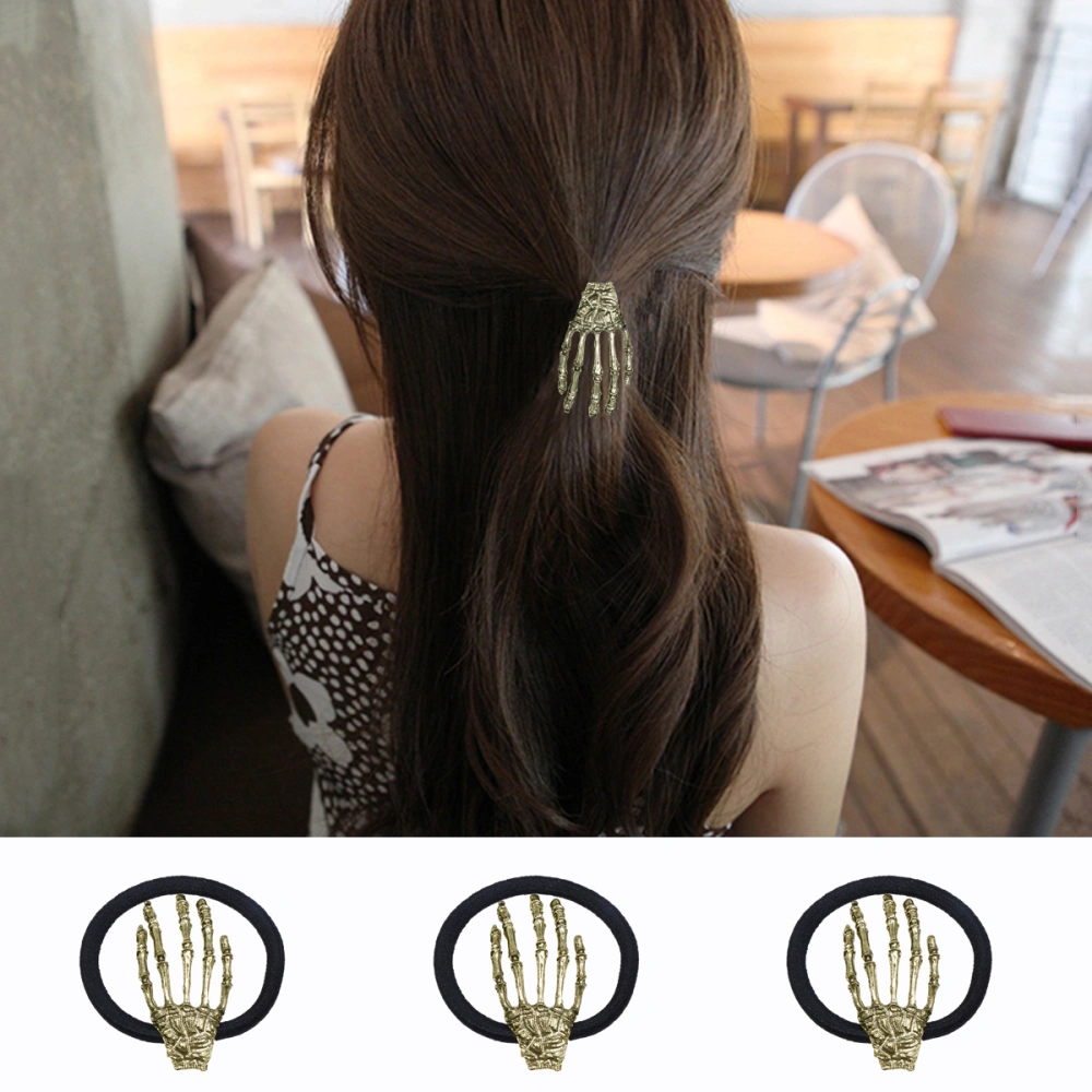 Novel Design Skull Hand Bone Hair Tie Hair Rope Ponytail Holder for Women (Golden)