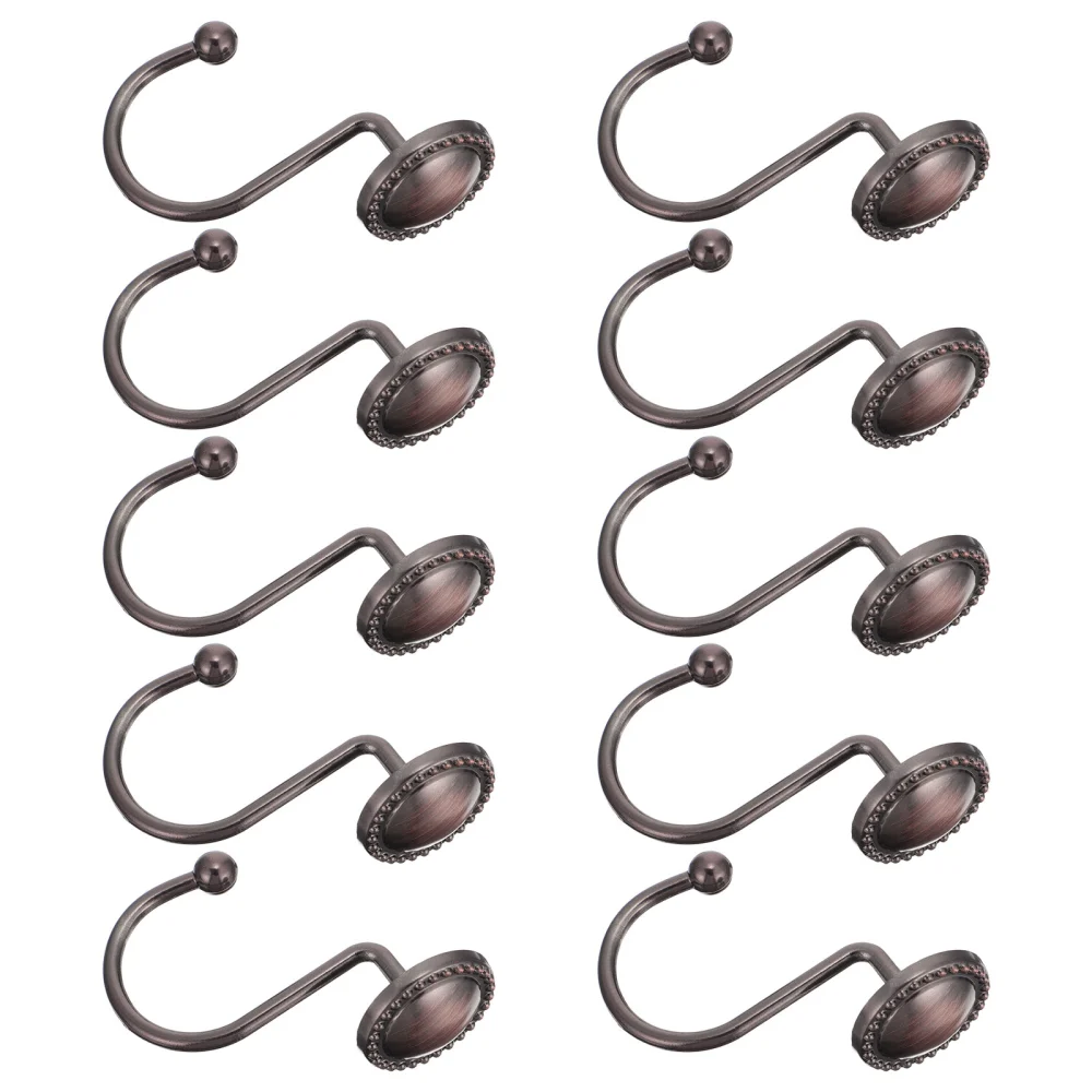 10Pcs Retro Style Shower Hooks Curtain Hooks Bathroom Curtain Hooks (Bronze)