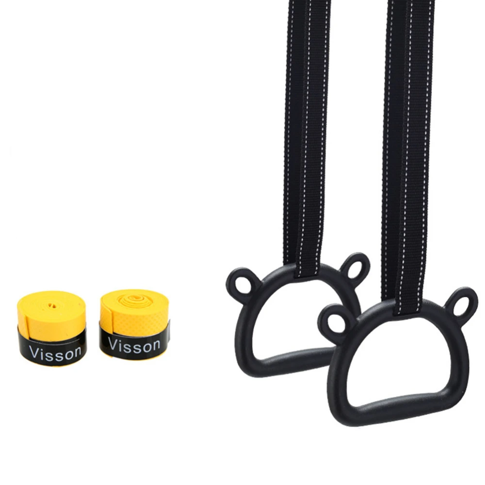 2Pcs Plastic Children Gymnastic Ring Kids Pull-up Fitness Equipment Excercise Tool for Full Body Strength Bodyweight Training (Children Style, 1 Pair of 1m Flying Rings + Yellow Hand Gel)